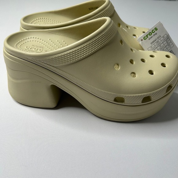 Crocs Siren Clog Women's Platform Heel Sand Beige Slip On Shoes - Picture 5 of 6